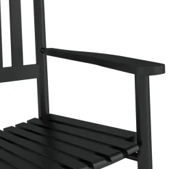 vidaXL Schommelstoel met inklapbare tafel massief populierenhout zwart