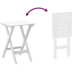 vidaXL Schommelstoel met inklapbare tafel massief populierenhout wit