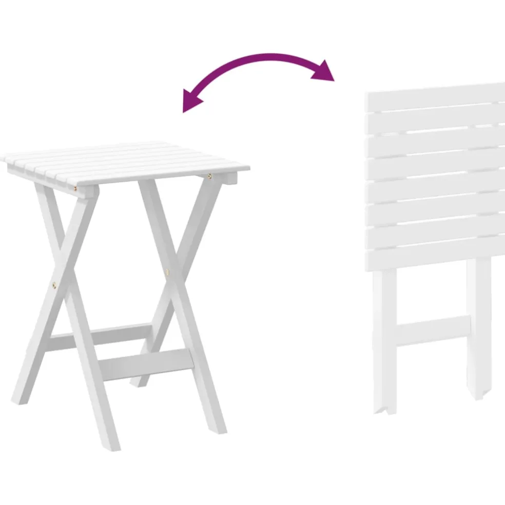 vidaXL Schommelstoel met inklapbare tafel massief populierenhout wit