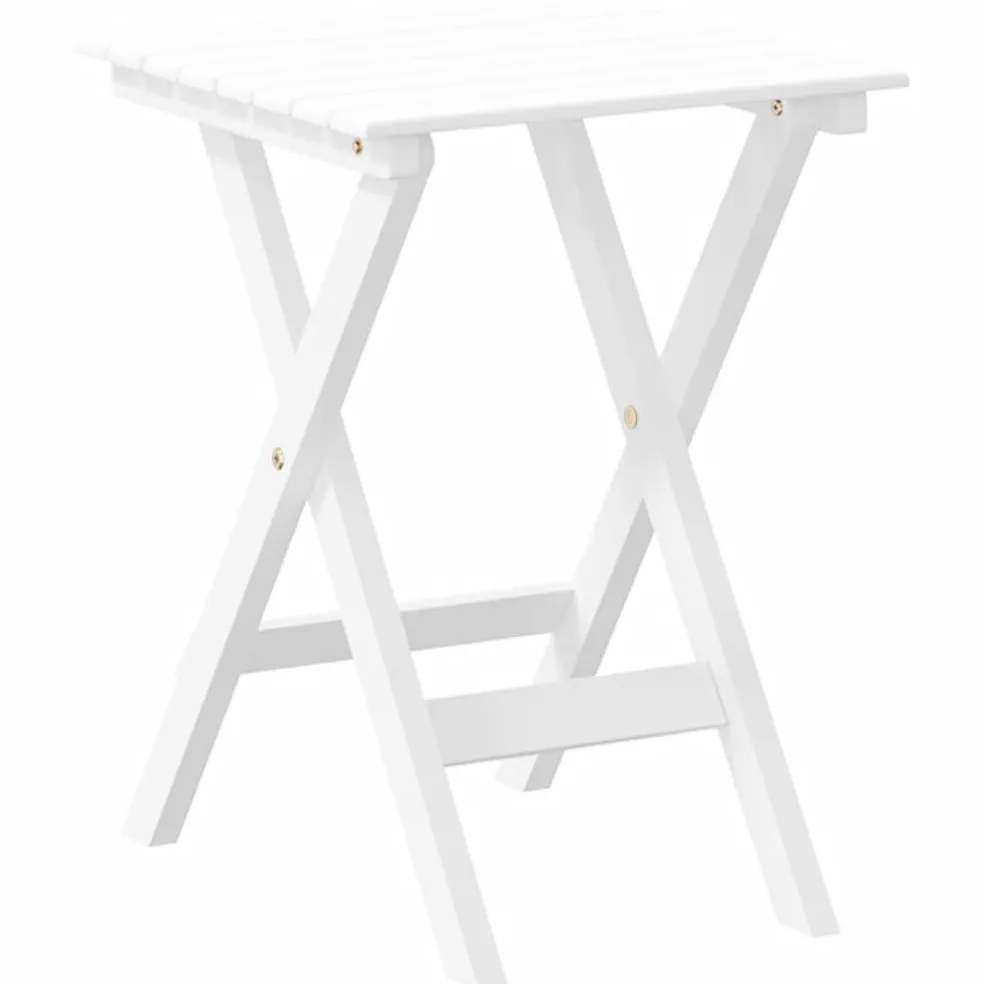 vidaXL Schommelstoel met inklapbare tafel massief populierenhout wit