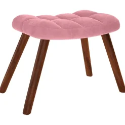 vidaXL Schommelstoel met krukje fluweel roze