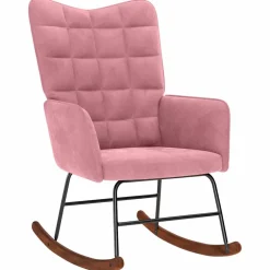 vidaXL Schommelstoel met krukje fluweel roze