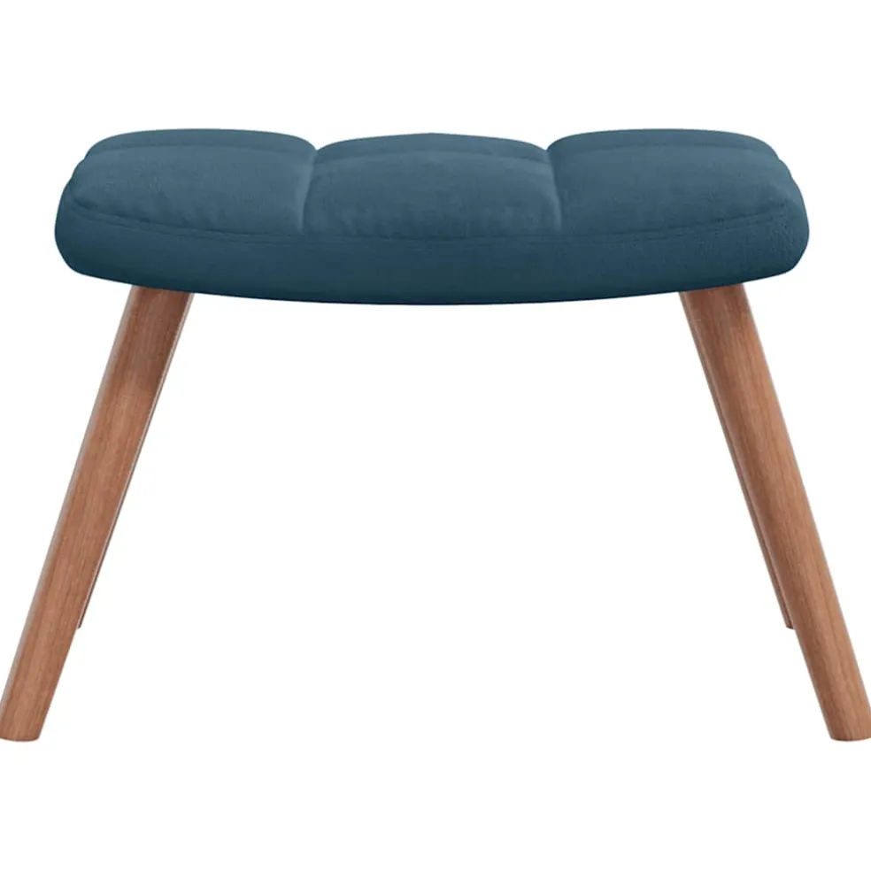 vidaXL Schommelstoel met krukje blauw fluweel