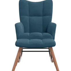 vidaXL Schommelstoel met krukje blauw fluweel
