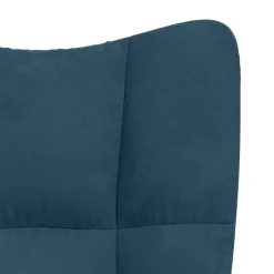 vidaXL Schommelstoel met krukje blauw fluweel