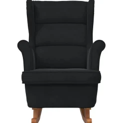 vidaXL Schommelstoel met kussen Zwart 92 x 71 x 100 cm Multiplex