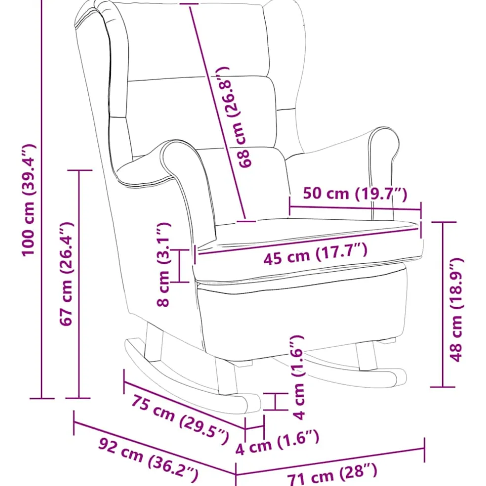 vidaXL Schommelstoel met kussen Zwart 92 x 71 x 100 cm Multiplex
