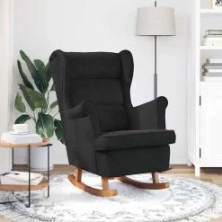 vidaXL Schommelstoel met kussen Zwart 92 x 71 x 100 cm Multiplex
