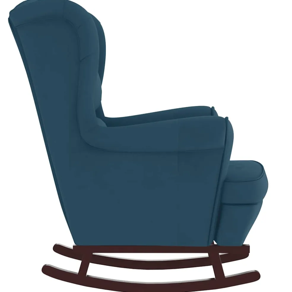 vidaXL Schommelstoel met oorleuning fluweel massief hout blauw