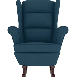 vidaXL Schommelstoel met oorleuning fluweel massief hout blauw