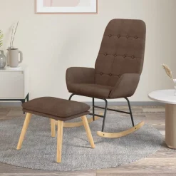 vidaXL Schommelstoel met voetenbank stof taupe