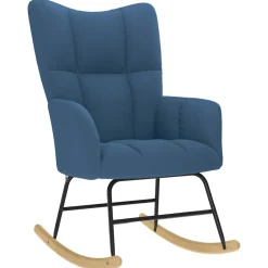 vidaXL Schommelstoel met voetenbank stof blauw