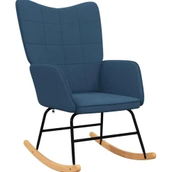 vidaXL Schommelstoel met voetenbank stof blauw
