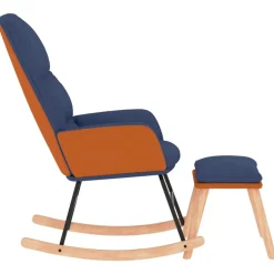 vidaXL Schommelstoel met voetenbank stof blauw