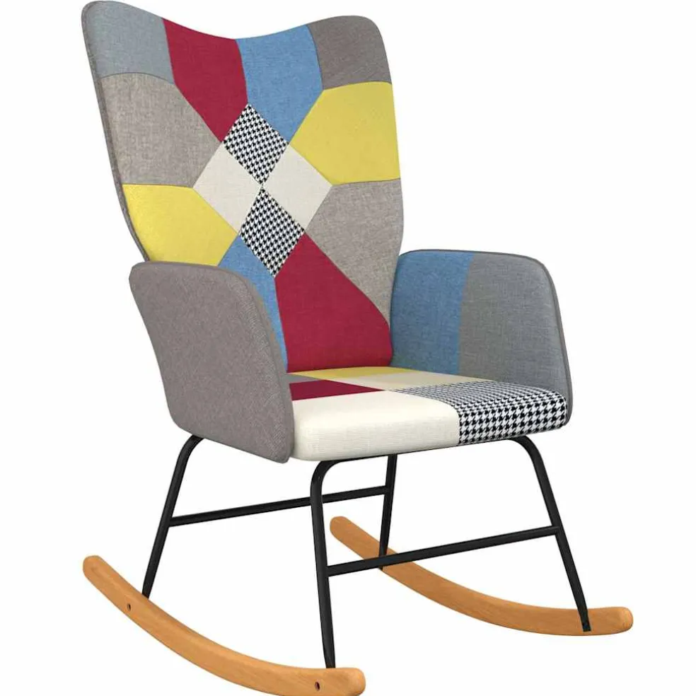 vidaXL Schommelstoel patchwork stof