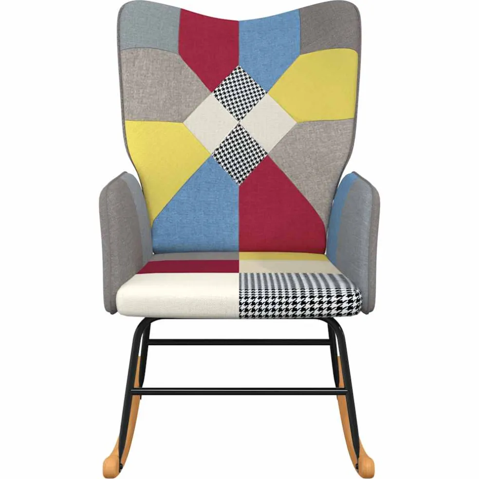 vidaXL Schommelstoel patchwork stof