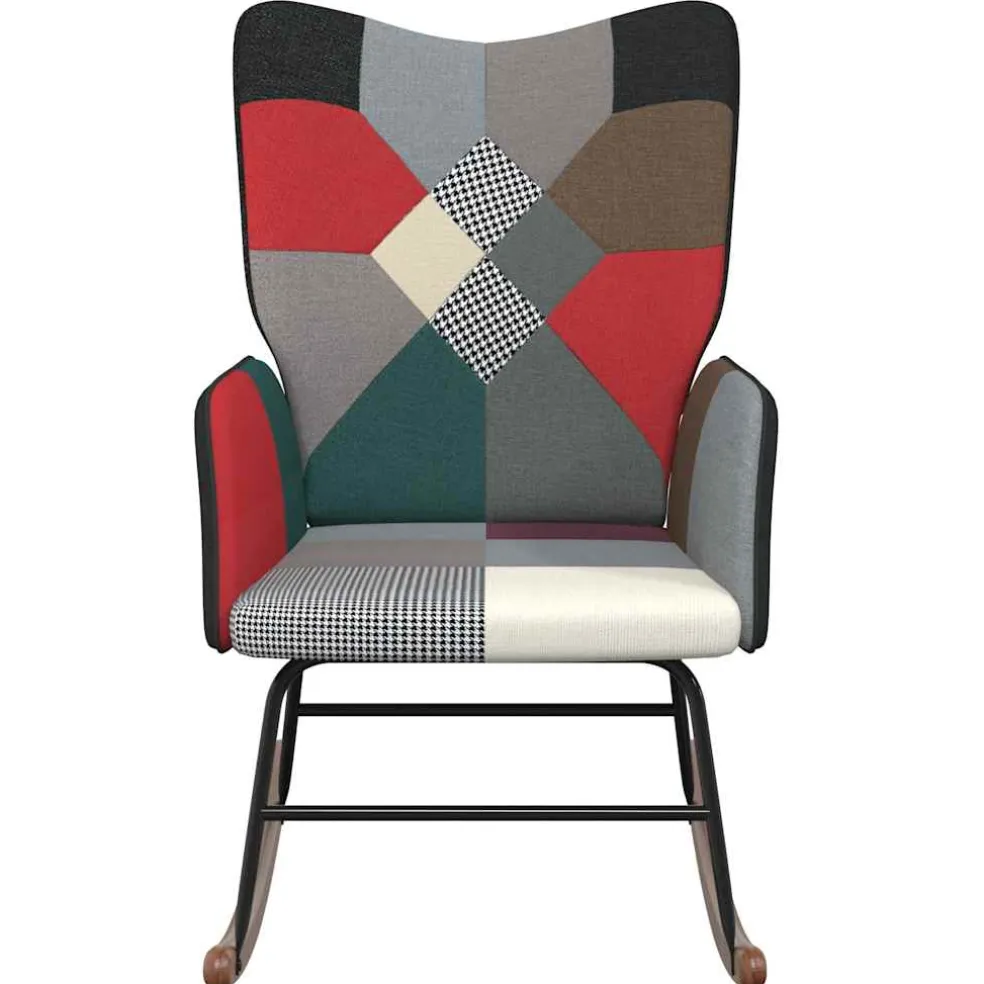 vidaXL Schommelstoel patchwork stof