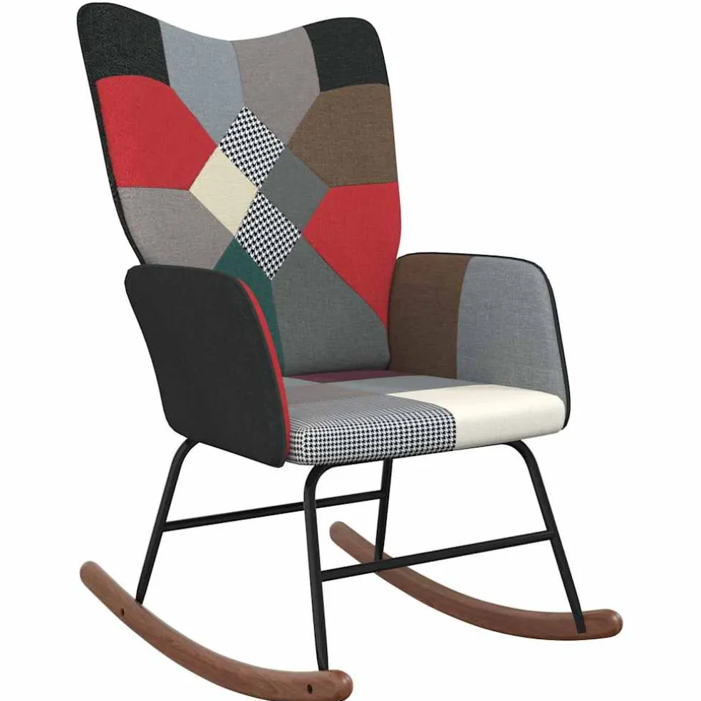 vidaXL Schommelstoel patchwork stof