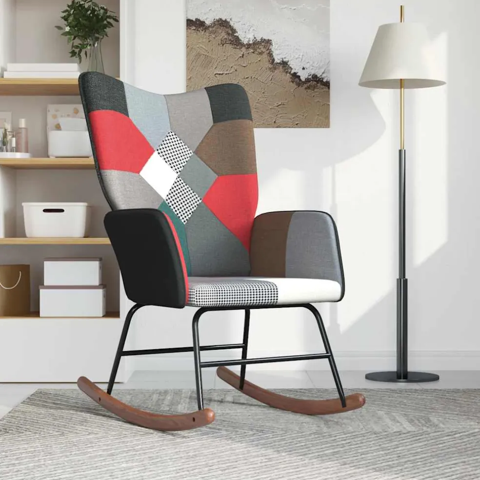 vidaXL Schommelstoel patchwork stof