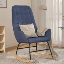 vidaXL Schommelstoel stof blauw