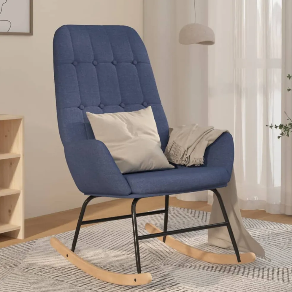vidaXL Schommelstoel stof blauw