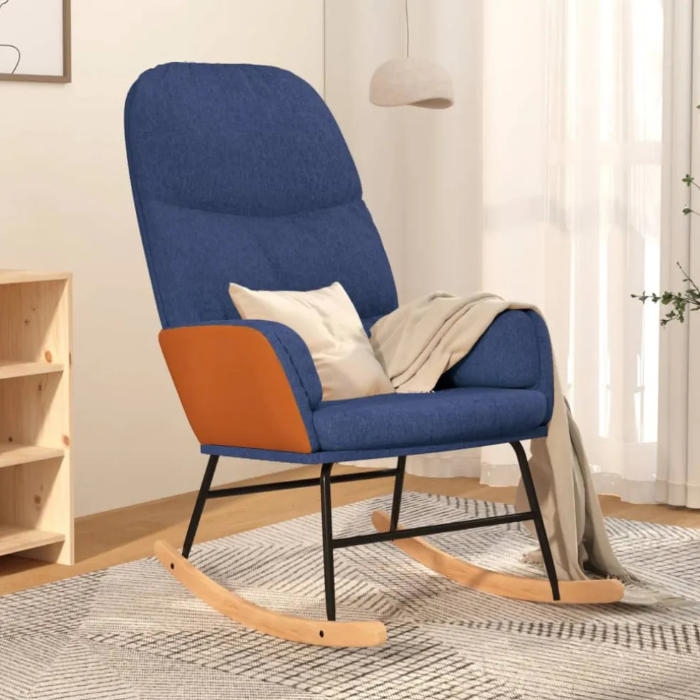 vidaXL Schommelstoel stof blauw