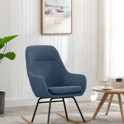 vidaXL Schommelstoel stof blauw