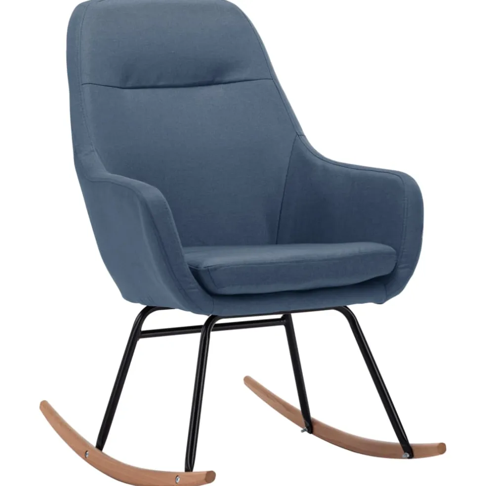 vidaXL Schommelstoel stof blauw