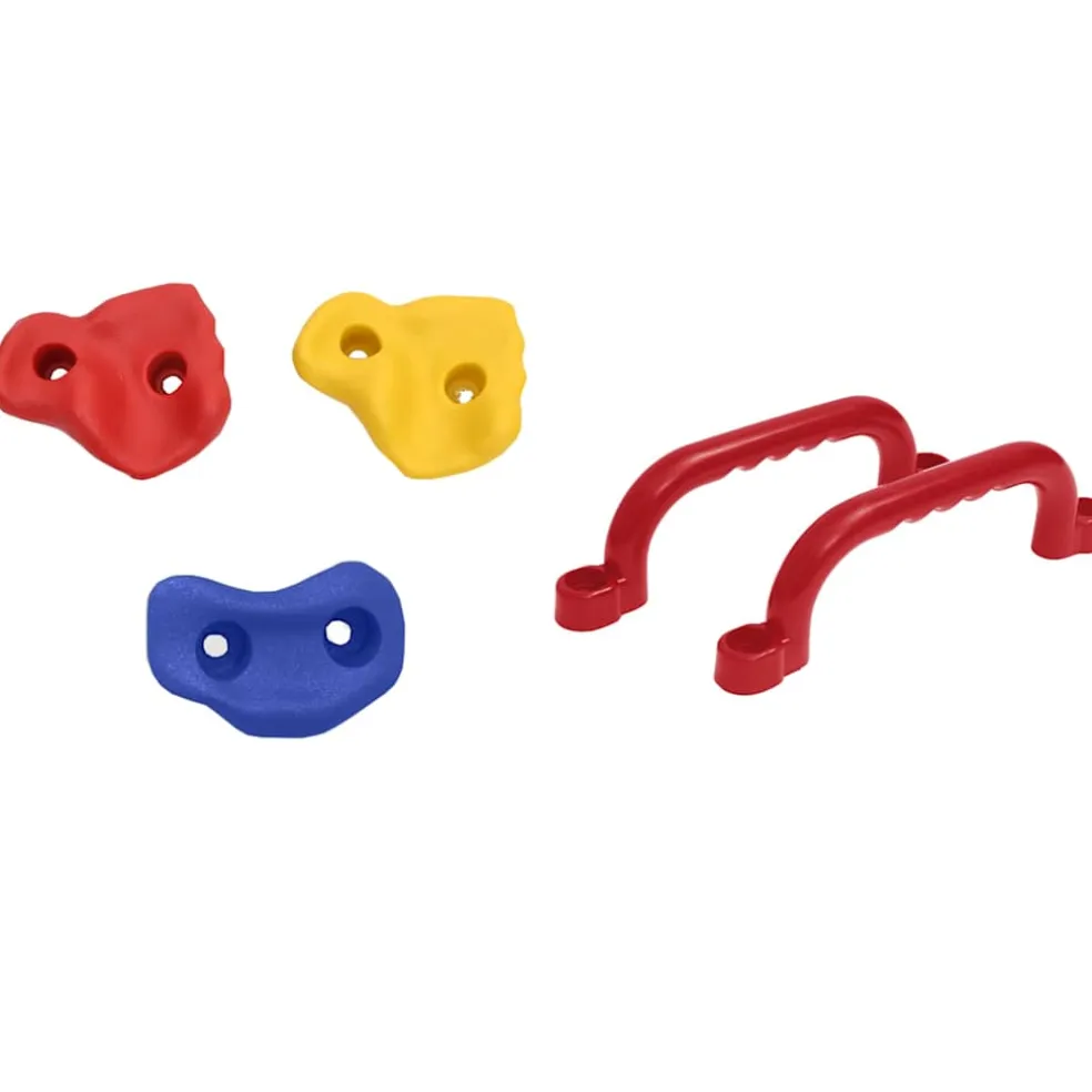 vidaXL Schommelzitjes 2 st met klimstenen polyetheen blauw