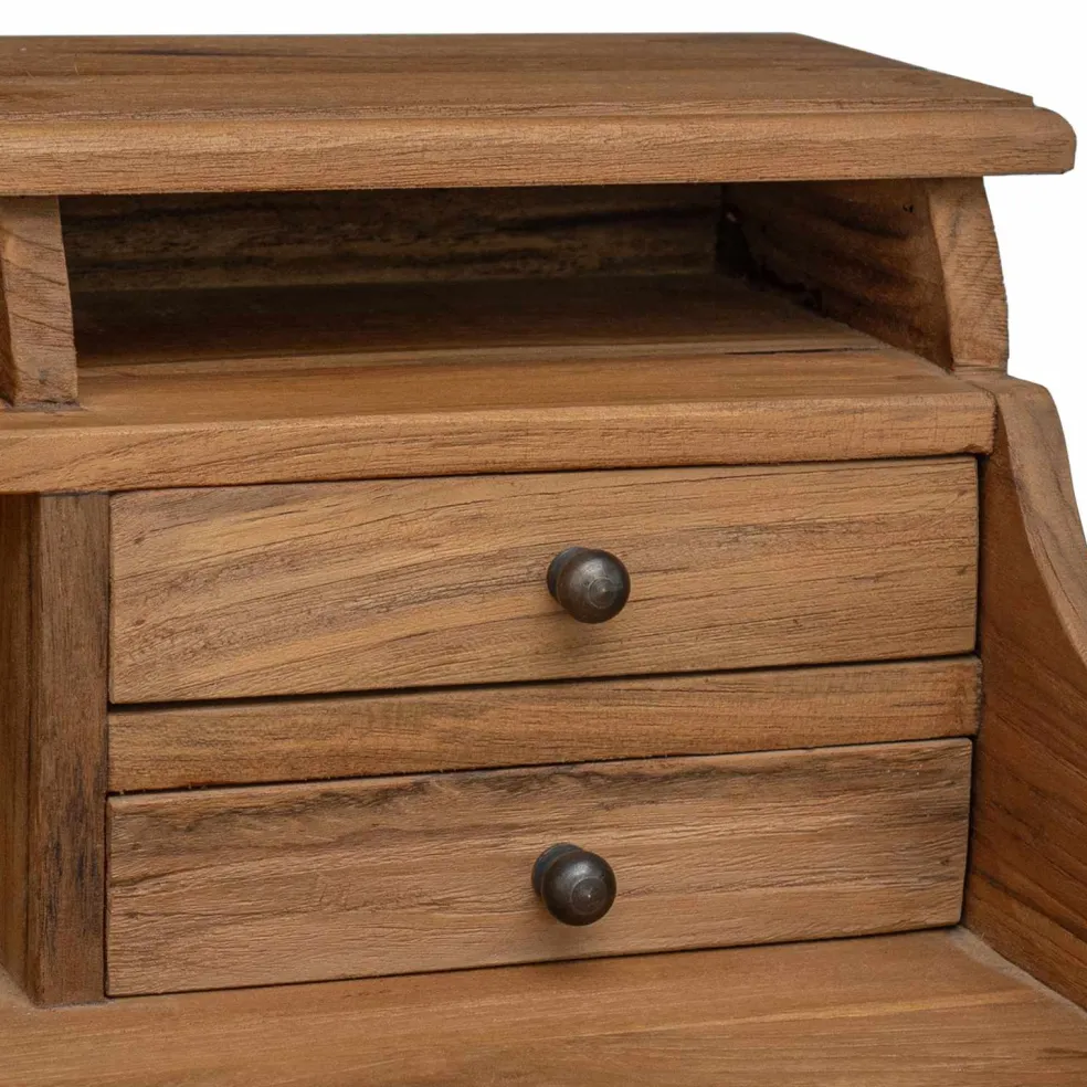 vidaXL Schrijfbureau Naturel 89,5 x 49,5 x 100 cm Massief Teakhout