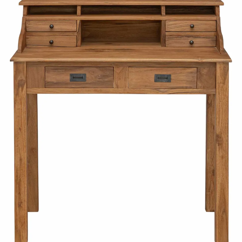 vidaXL Schrijfbureau Naturel 89,5 x 49,5 x 100 cm Massief Teakhout