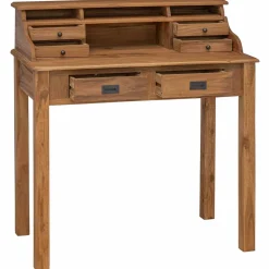 vidaXL Schrijfbureau Naturel 89,5 x 49,5 x 100 cm Massief Teakhout