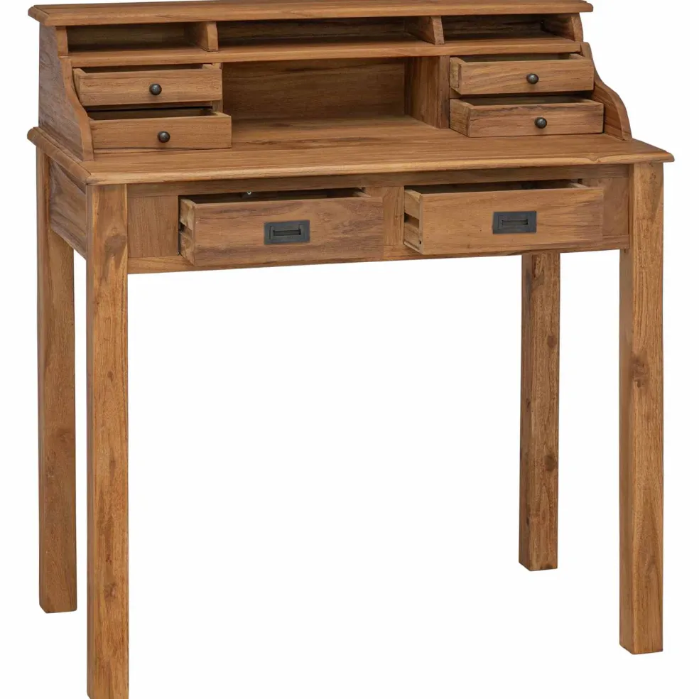 vidaXL Schrijfbureau Naturel 89,5 x 49,5 x 100 cm Massief Teakhout