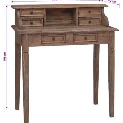 vidaXL Schrijftafel met lades 90x50x101 cm massief mahoniehout
