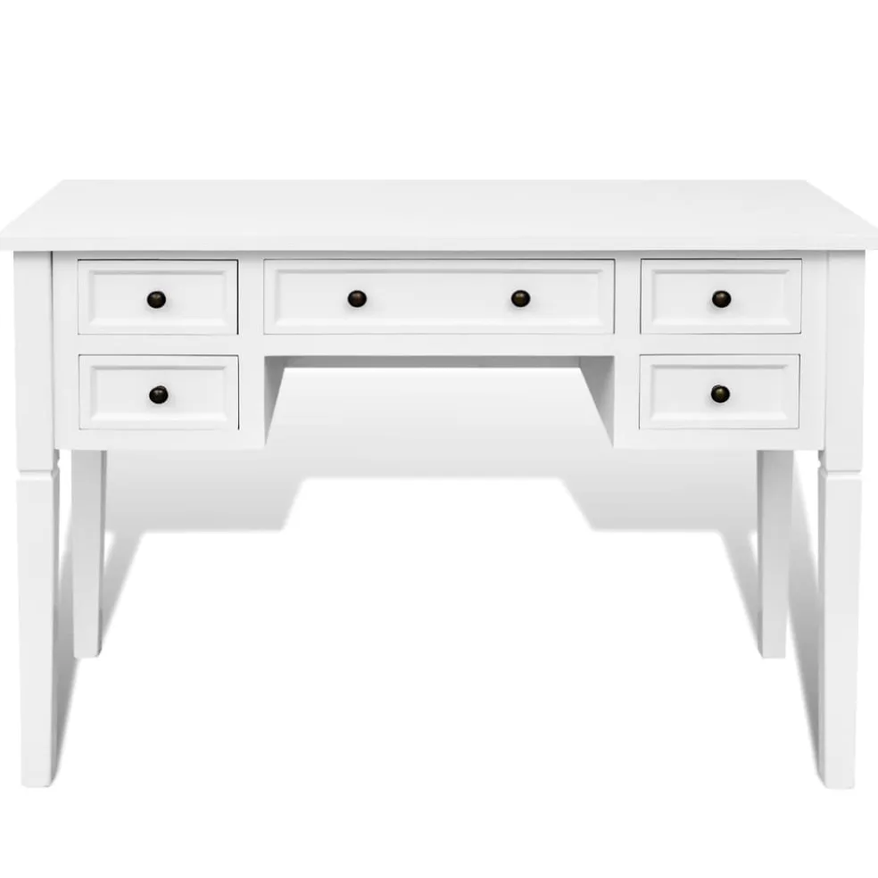 vidaXL Schrijftafel met 5 lades wit