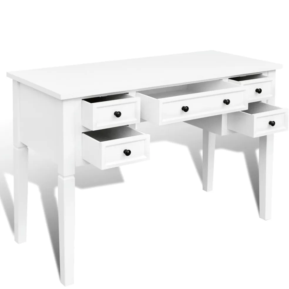 vidaXL Schrijftafel met 5 lades wit