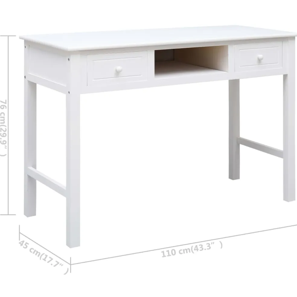 vidaXL Schrijftafel 110x45x76 cm hout wit
