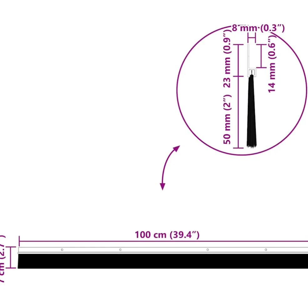 vidaXL Schroefbare Deurborstelafsluitingen 2 st Zwart 100 cm