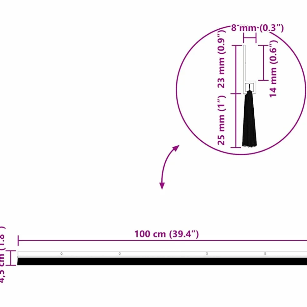 vidaXL Schroefbare Deurborstelafsluitingen 2 st Wit 100 cm