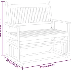 vidaXL Schuifbankje 118x70x104,5 cm massief populierenhout zwart
