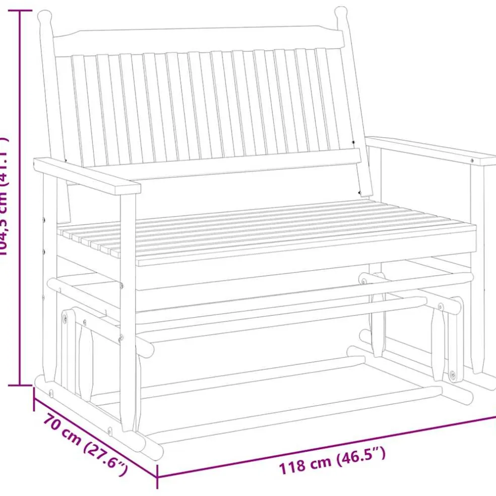 vidaXL Schuifbankje 118x70x104,5 cm massief populierenhout zwart