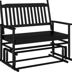 vidaXL Schuifbankje 118x70x104,5 cm massief populierenhout zwart
