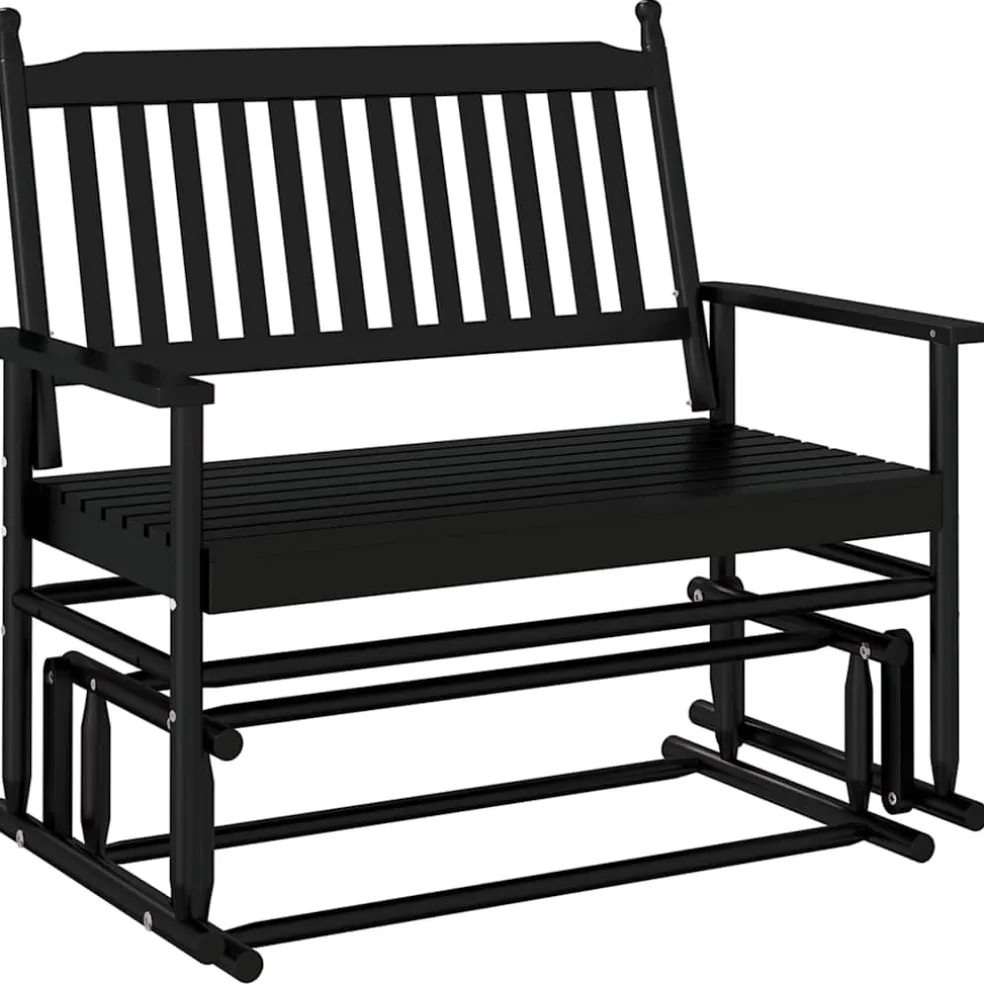 vidaXL Schuifbankje 118x70x104,5 cm massief populierenhout zwart