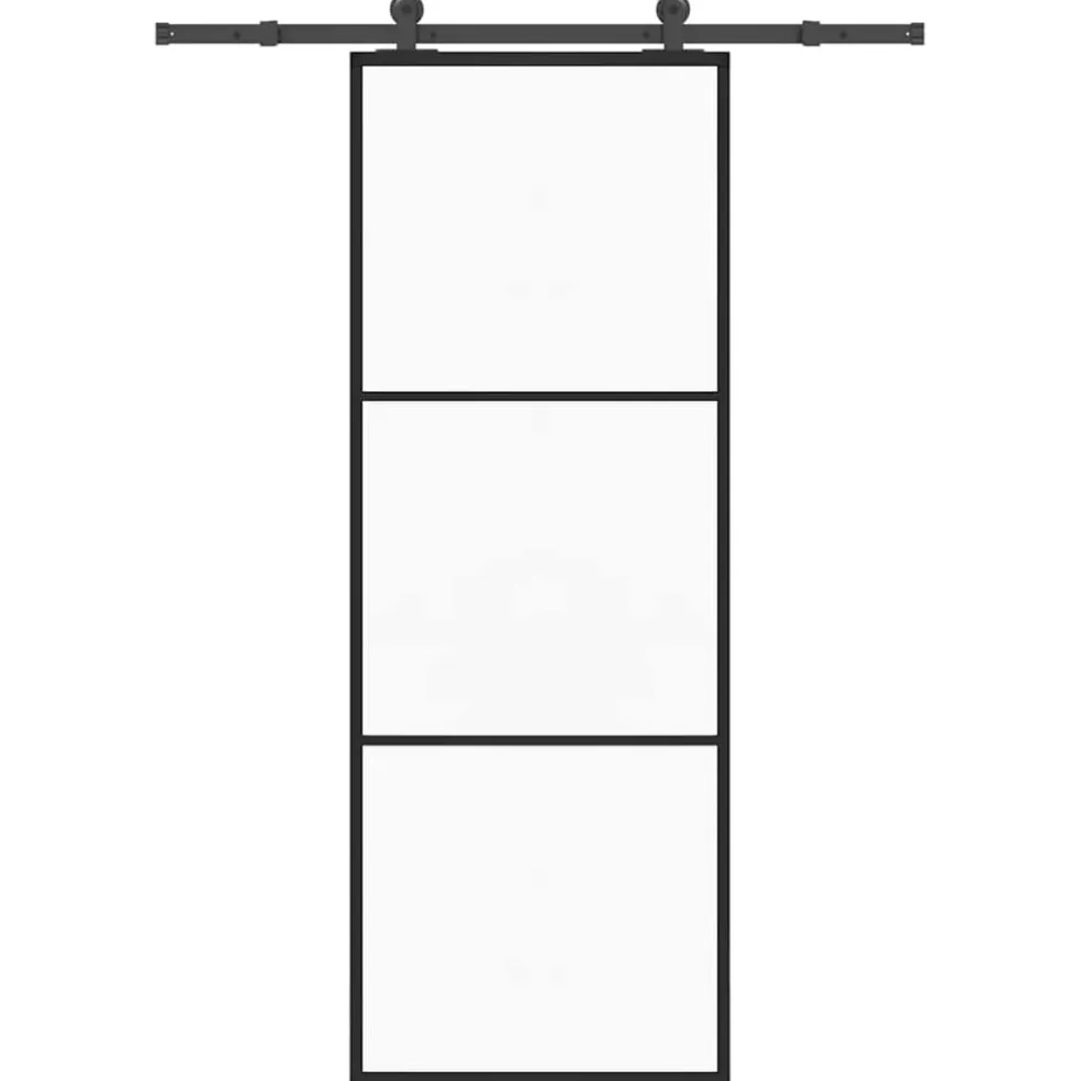 vidaXL Schuifdeur met beslag 76x205 cm ESG-glas en aluminium