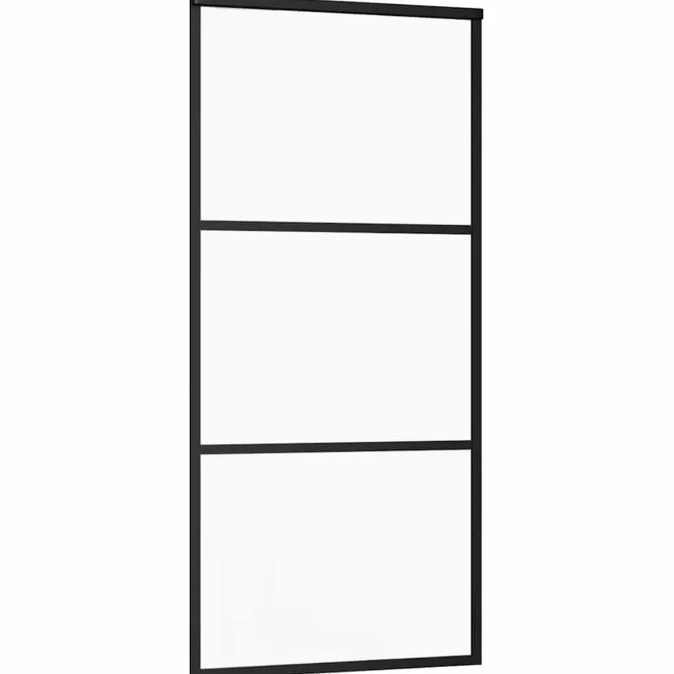 vidaXL Schuifdeur met beslag 76x205 cm ESG-glas en aluminium