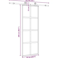 vidaXL Schuifdeur met beslagset 76x205 cm gehard glas zwart