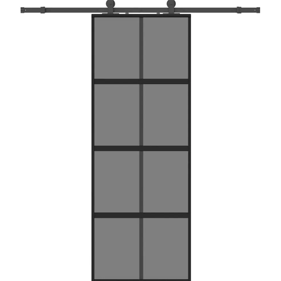 vidaXL Schuifdeur met beslagset 76x205 cm gehard glas zwart
