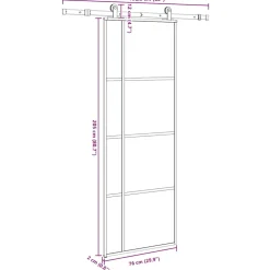 vidaXL Schuifdeur met beslag 76x205 cm ESG-glas en aluminium