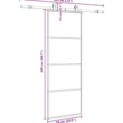 vidaXL Schuifdeur met beslagset 76x205 cm ESG glas zwart