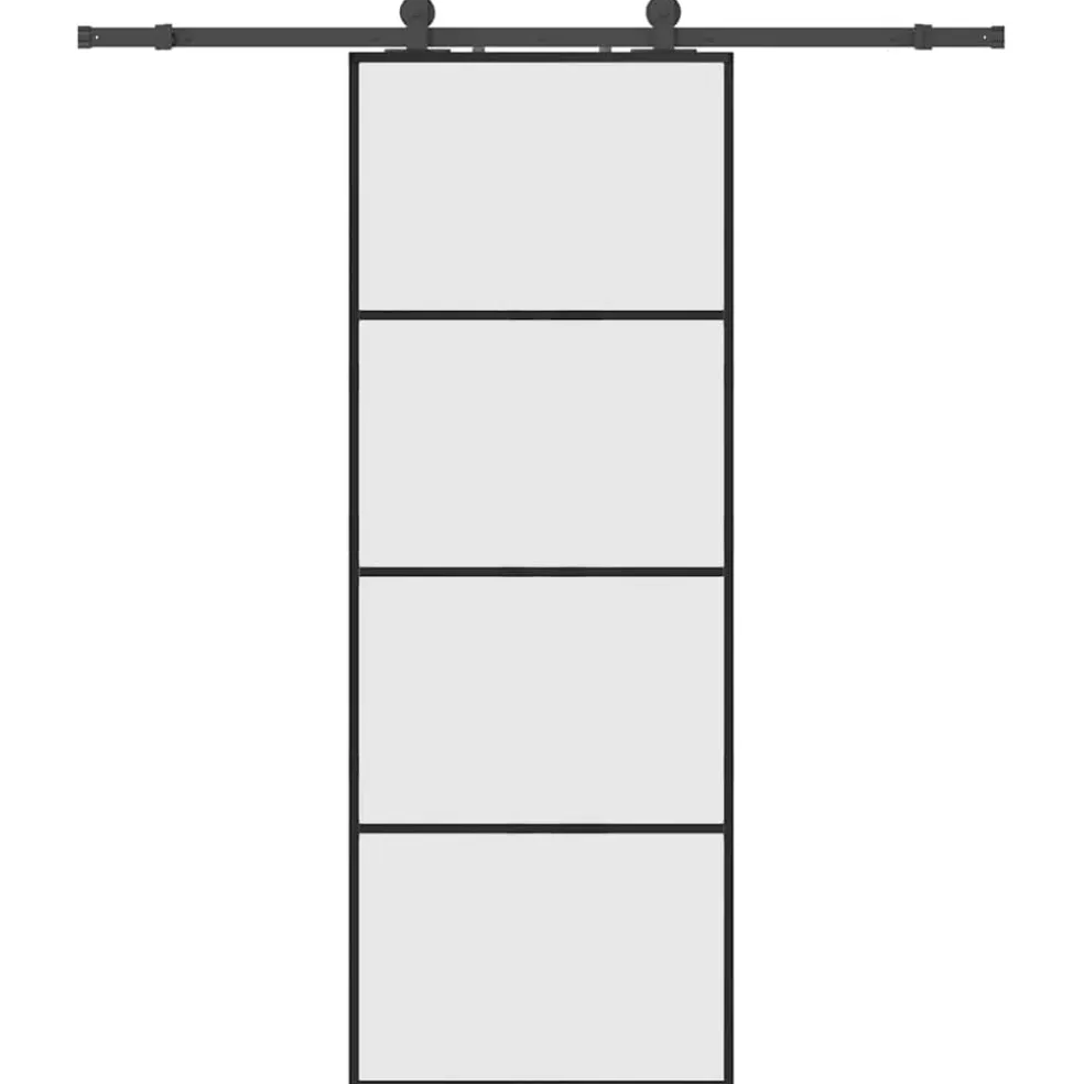 vidaXL Schuifdeur met beslagset 76x205 cm ESG glas zwart
